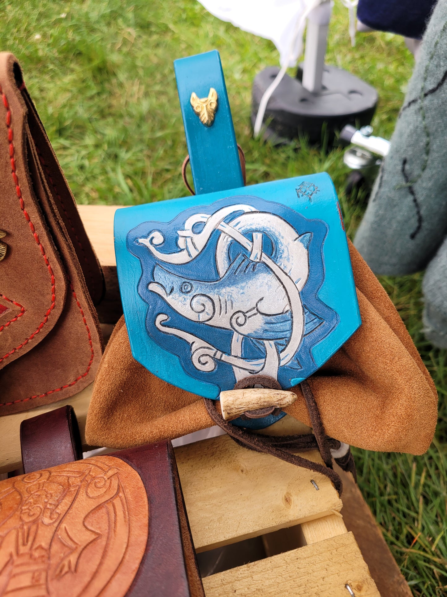 Leather pouch - Loki in Salmon form