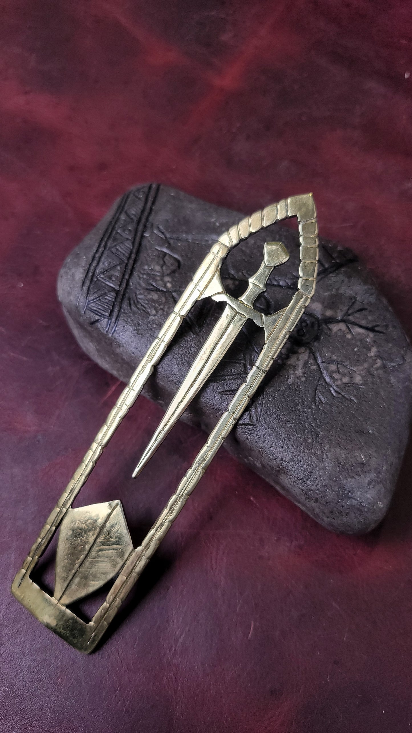 Brass sword/ shield bookmark