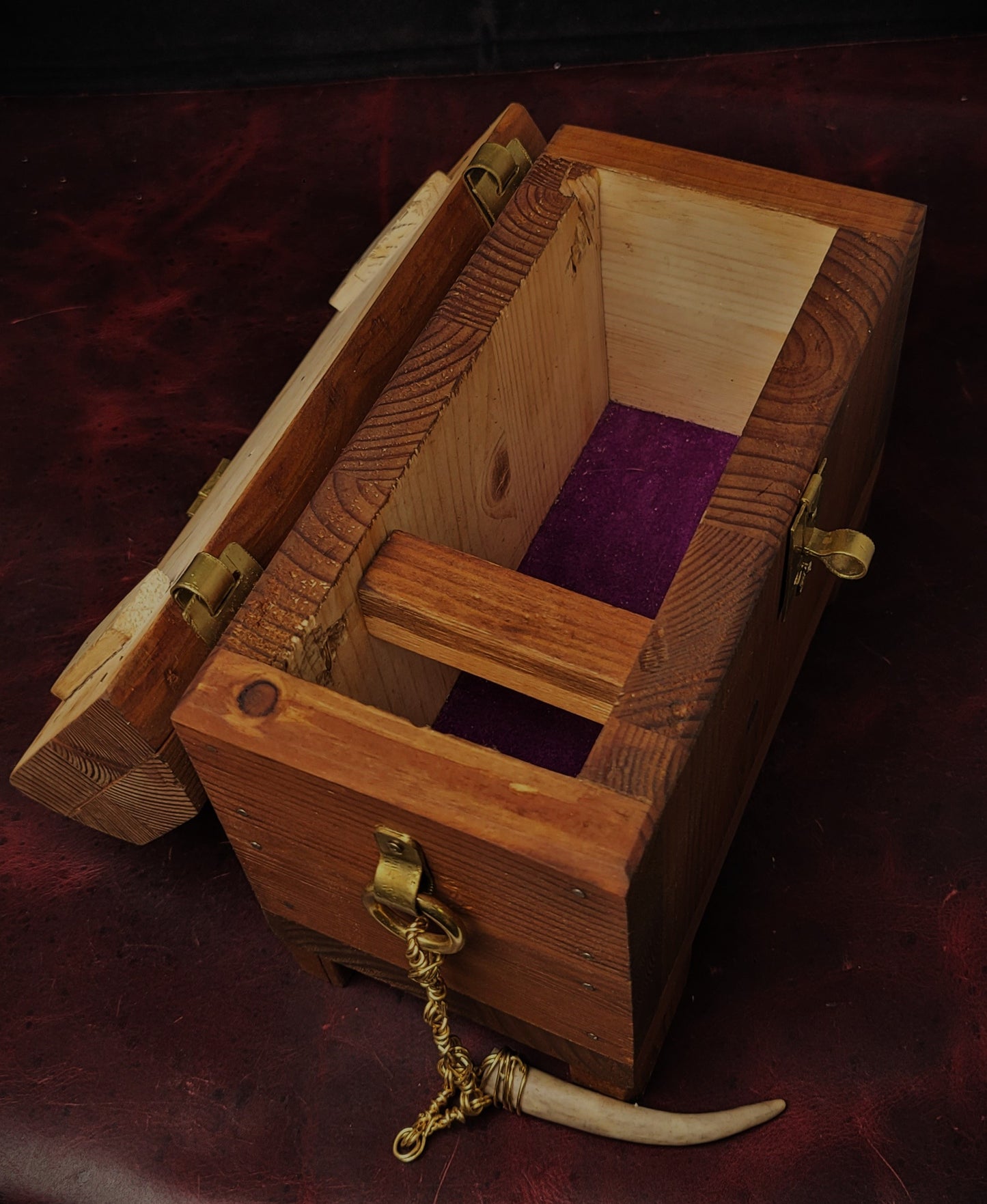 Pine and brass jewelry box