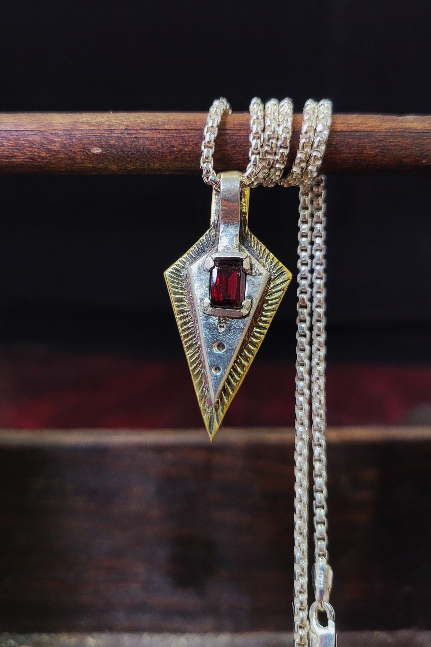 .925 Spear and Trillion Couples Pendant Set, Garnet