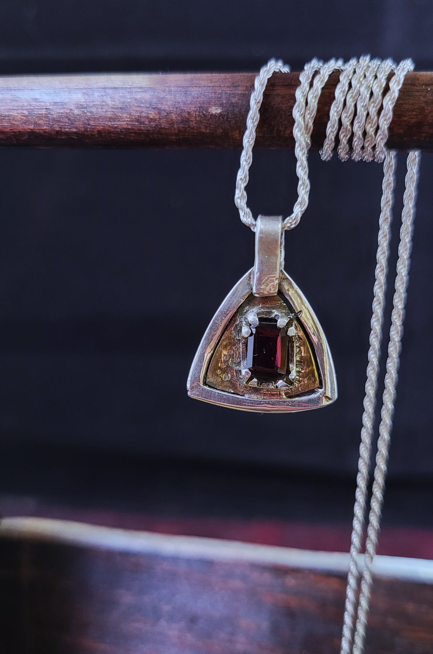 .925 Spear and Trillion Couples Pendant Set, Garnet