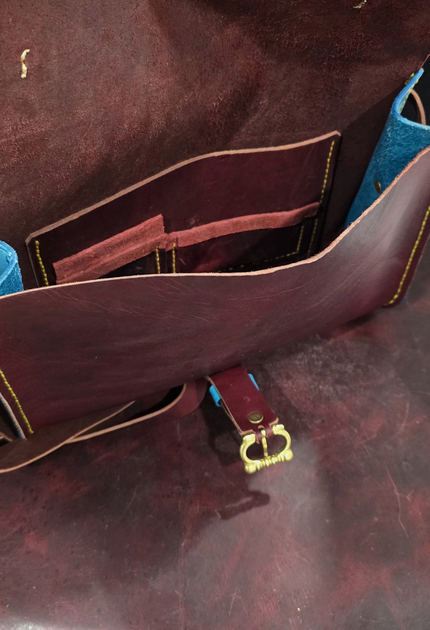 Royal Medieval Red and Teal leather side bag