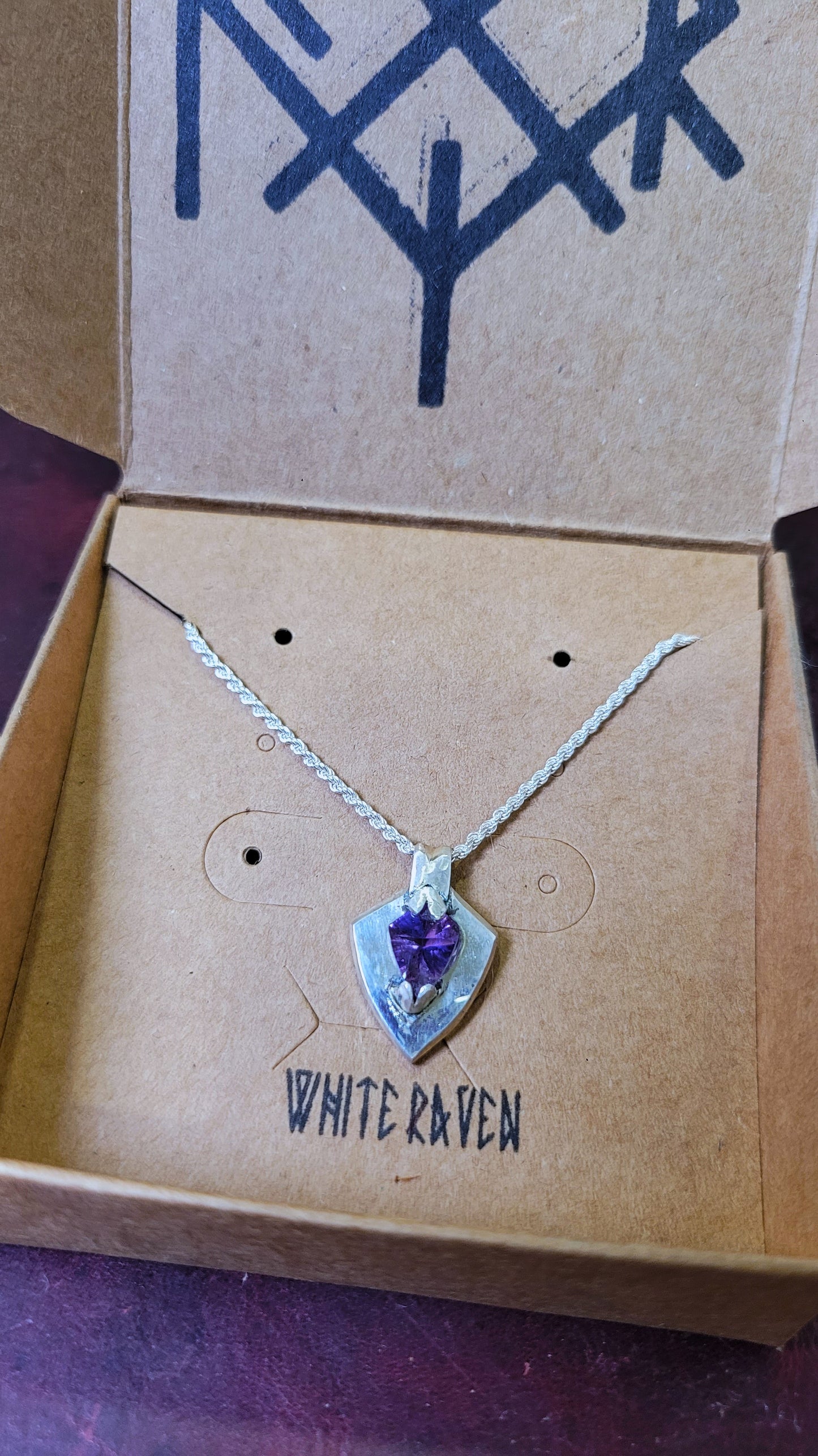.925 Silver shield fantasy pendant 2 -Amethyst