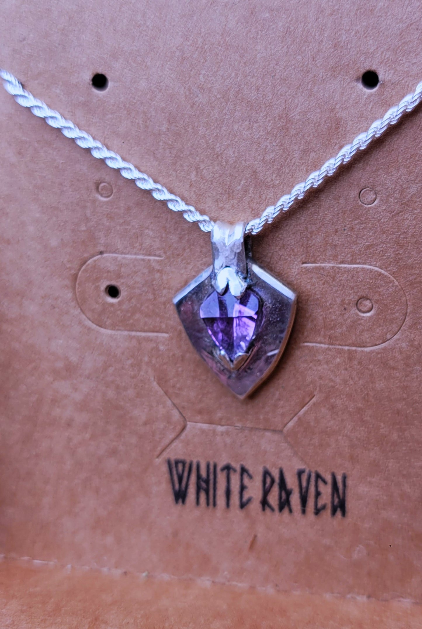 .925 Silver shield fantasy pendant 2 -Amethyst