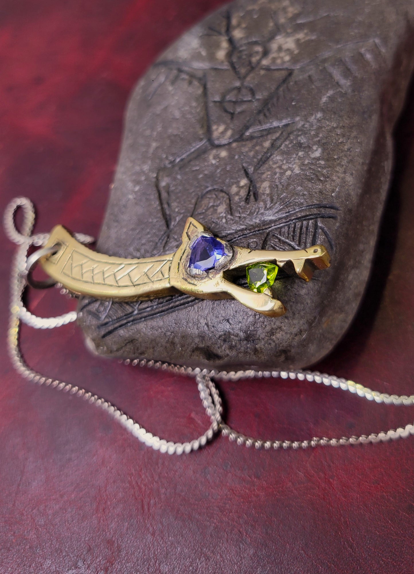 Brass Dragon "Gem eater" -Fluorite, Peridot