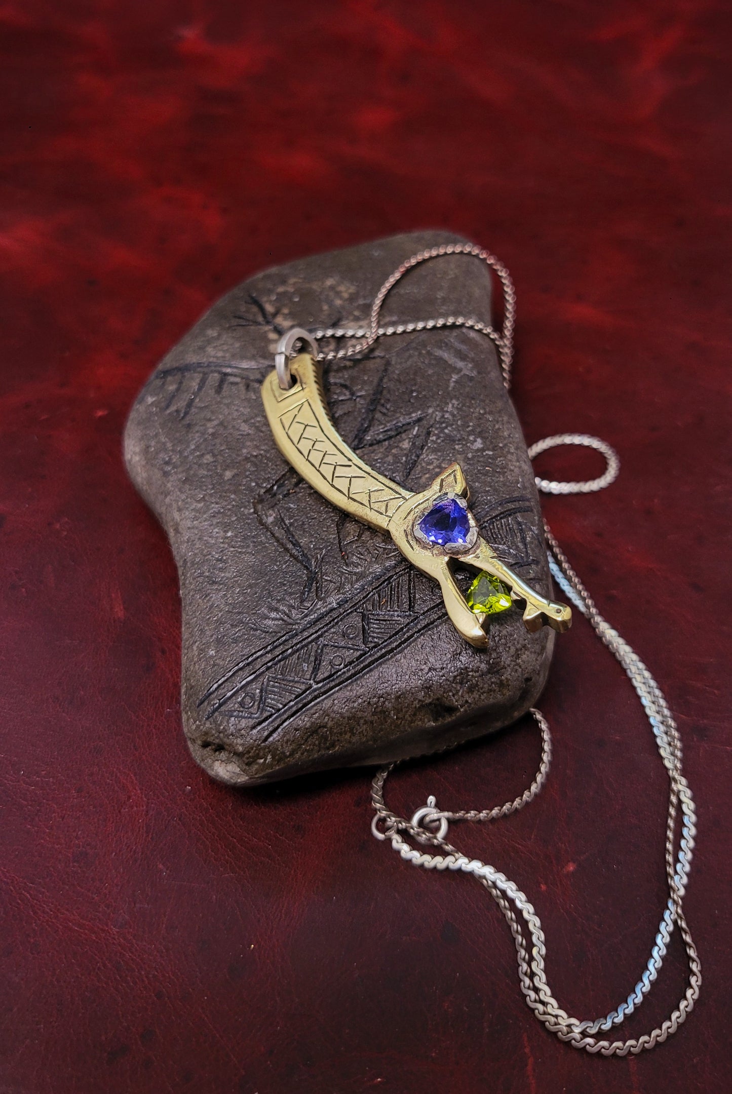 Brass Dragon "Gem eater" -Fluorite, Peridot