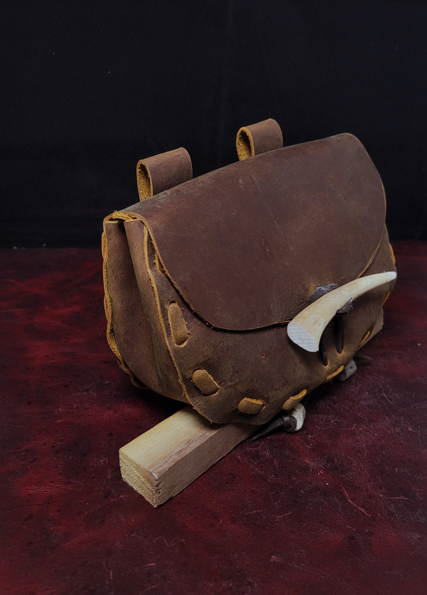 Leather hip pouch -Brown 1