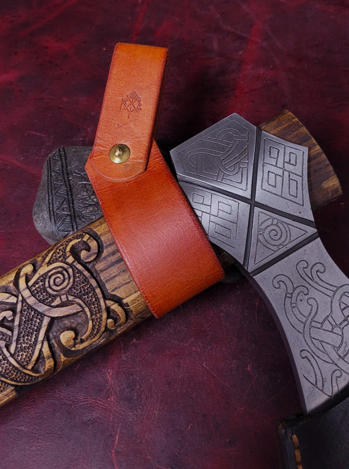 Leather Axe/ Sword loop- Pivot type- Tan