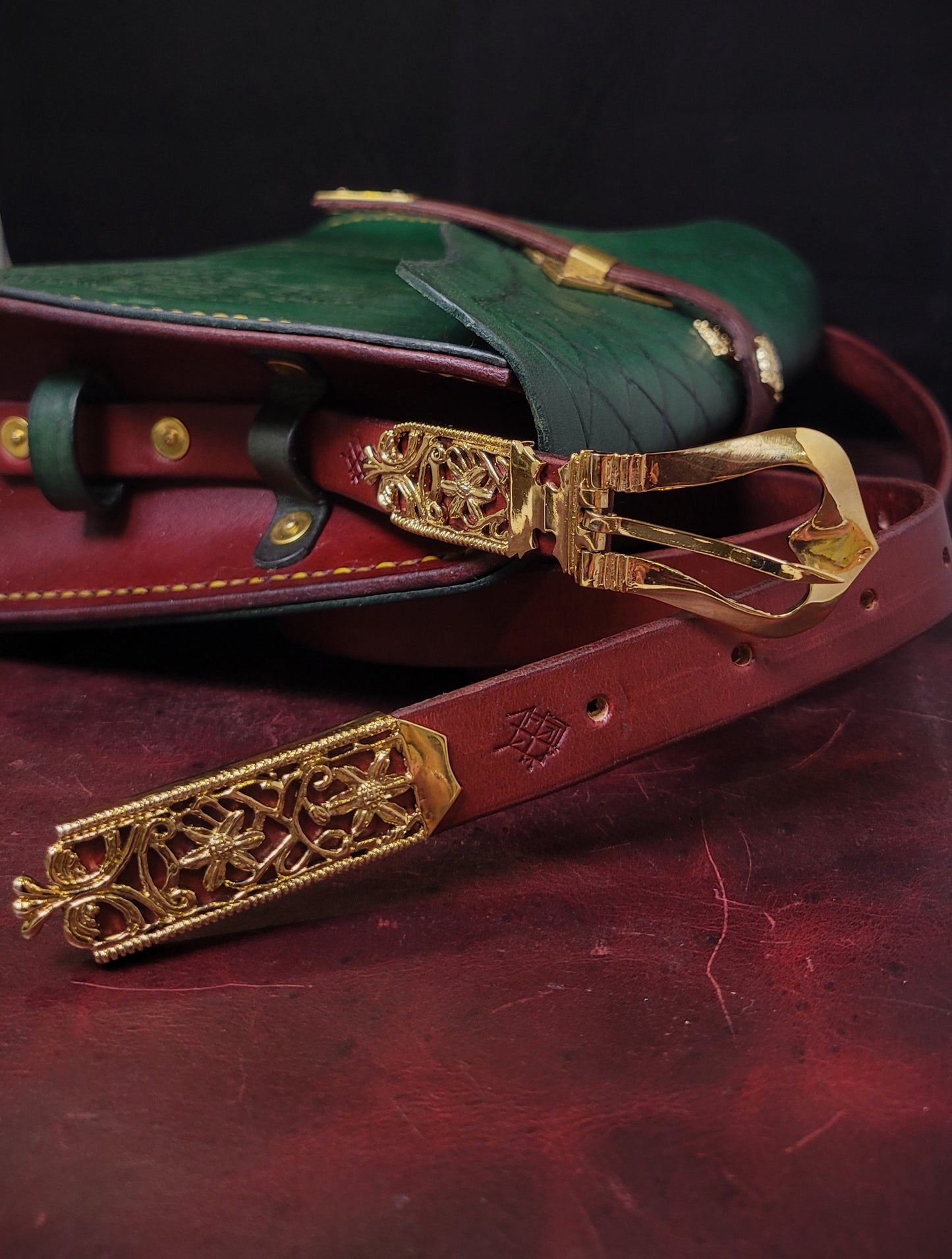 Medieval Murder Rabbits purse - "Hop Into Battle!" - green and burgundy