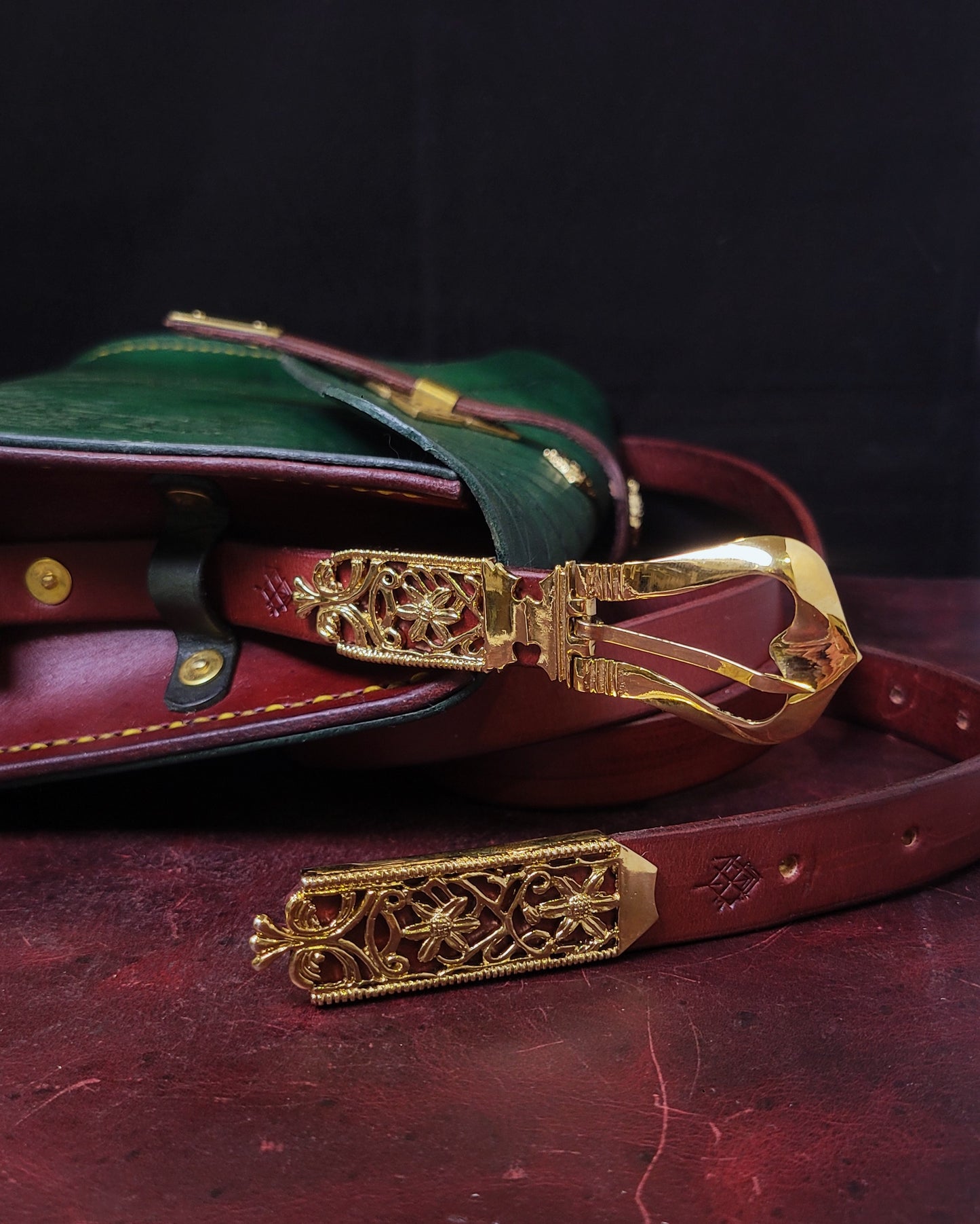 Medieval Murder Rabbits purse - "Hop Into Battle!" - green and burgundy