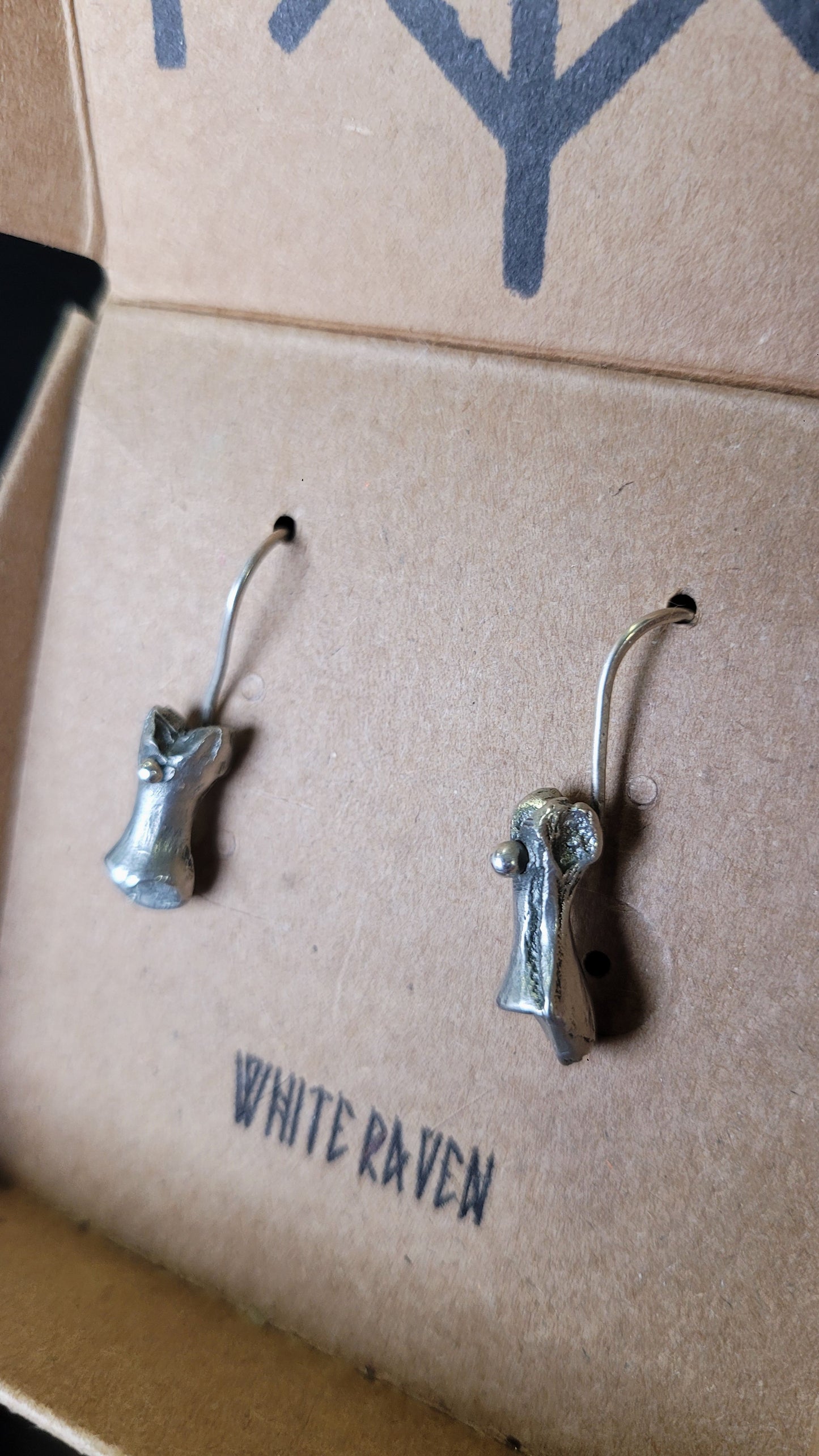 Pewter Sand Cast Turtle Bone Earrings 3