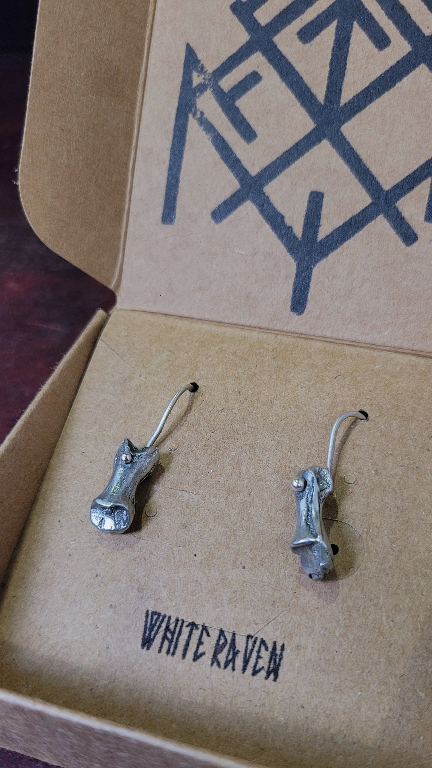 Pewter Sand Cast Turtle Bone Earrings 3