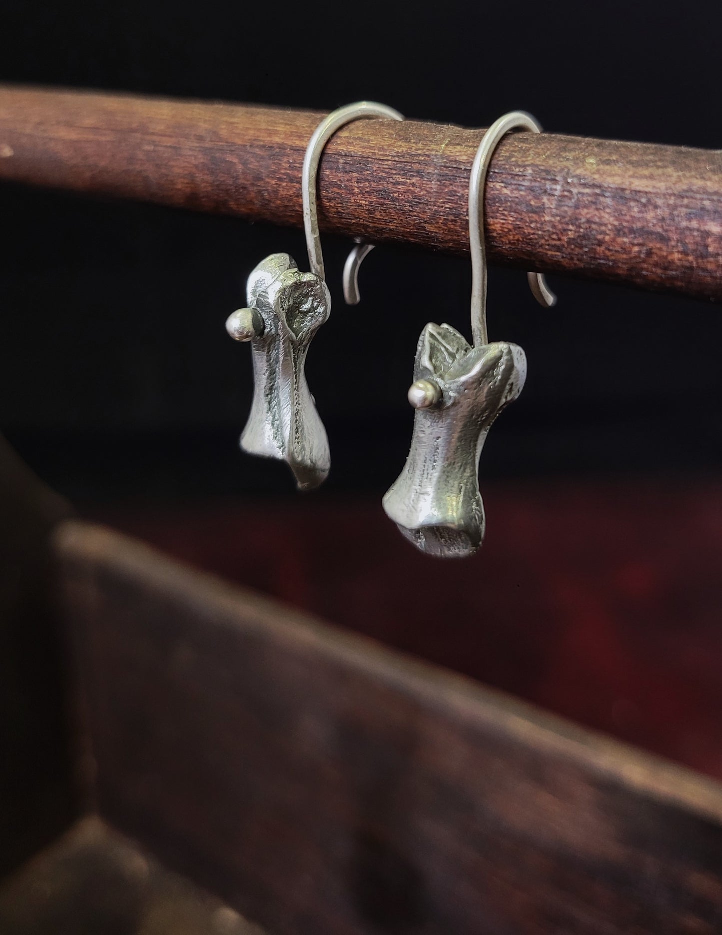 Pewter Sand Cast Turtle Bone Earrings 3