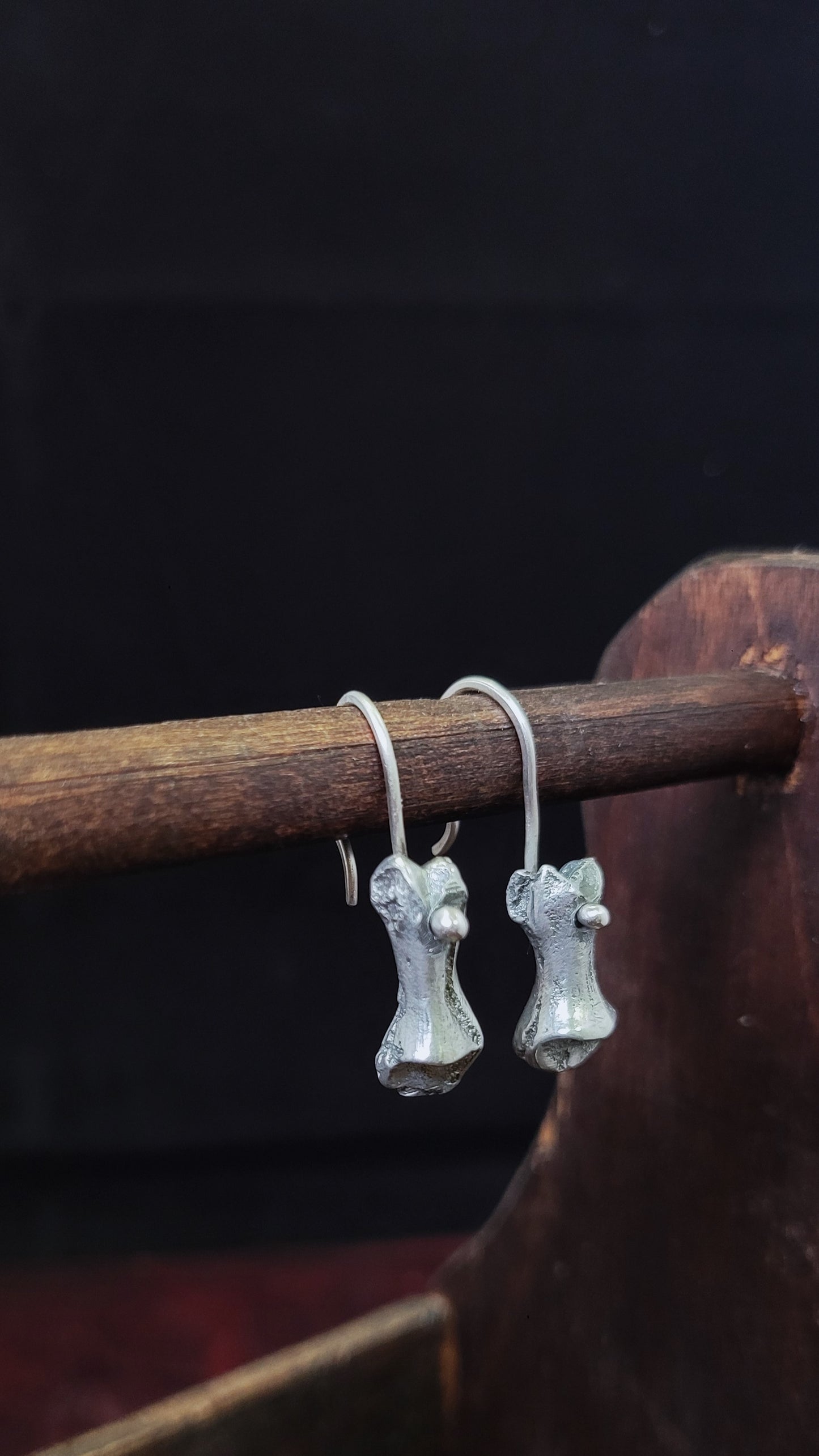 Pewter Sand Cast Turtle Bone Earrings 3