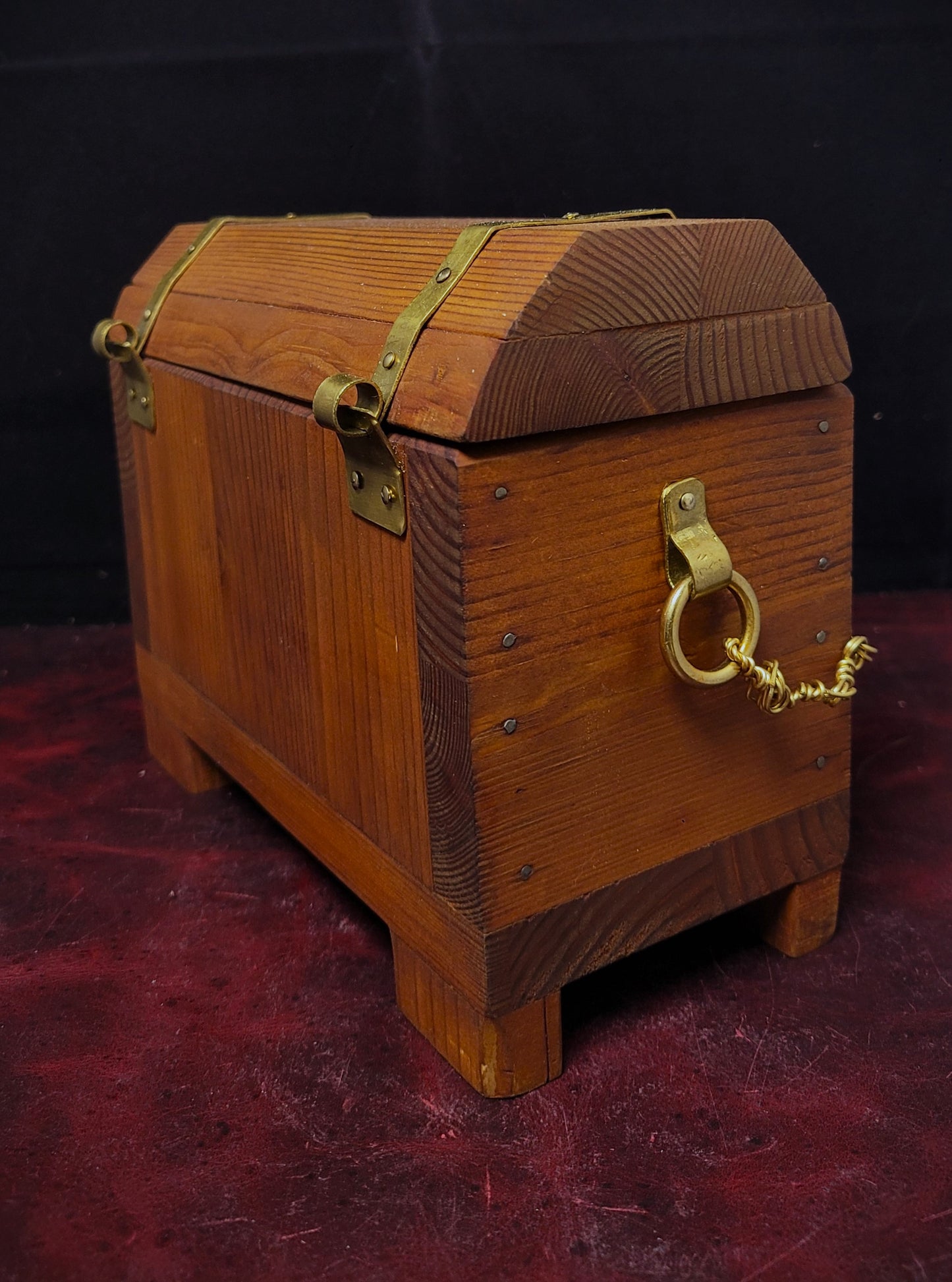 Pine and brass jewelry box