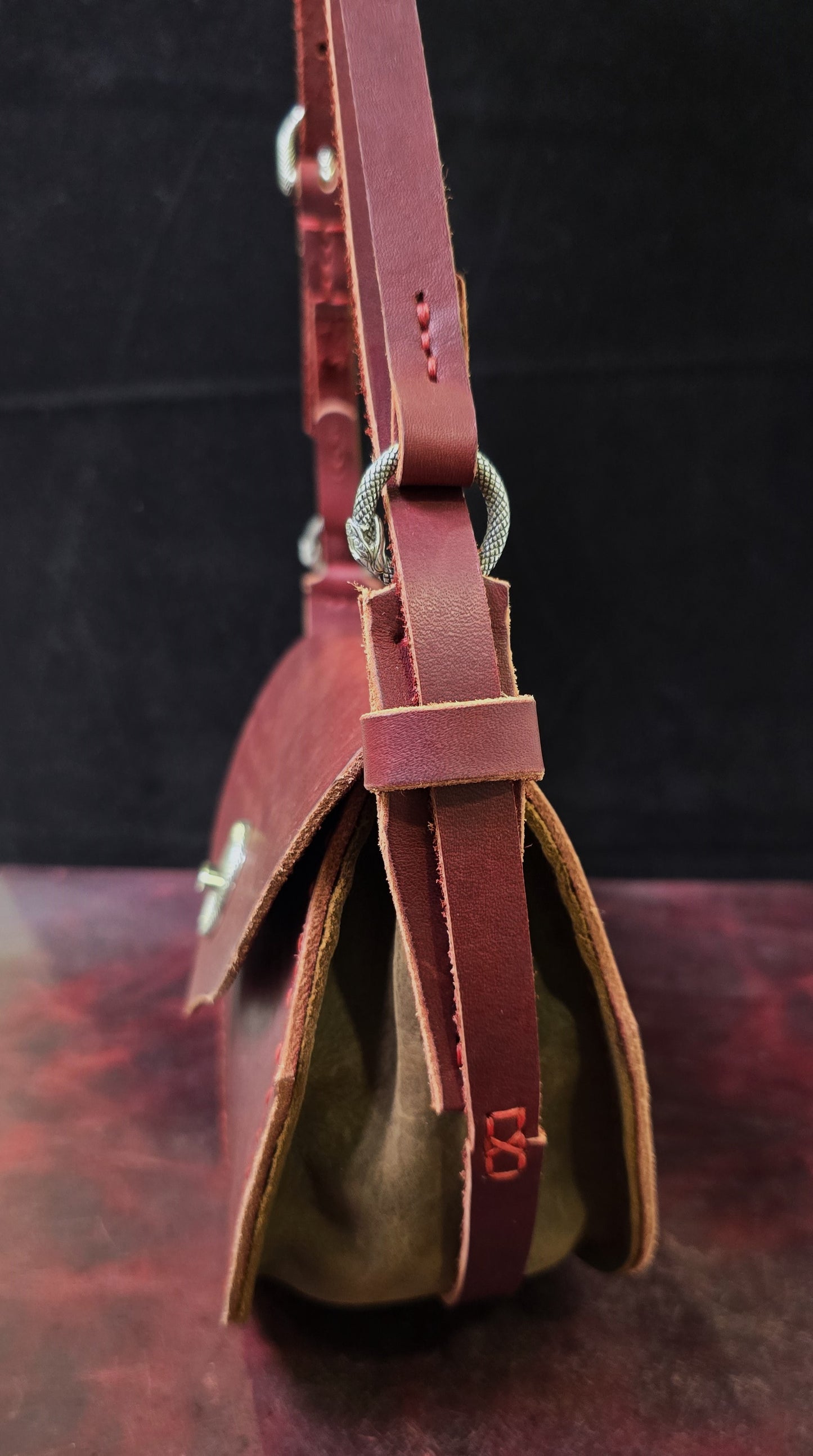 Silver Serpent Red Leather Purse