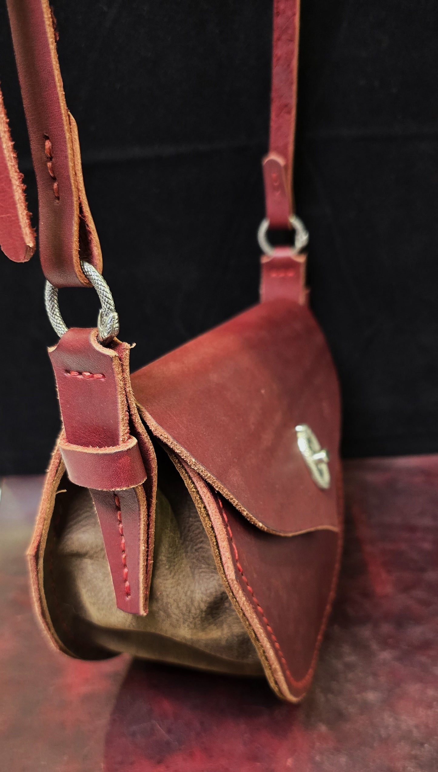 Silver Serpent Red Leather Purse