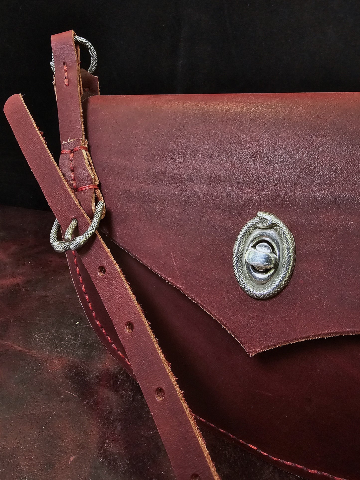 Silver Serpent Red Leather Purse
