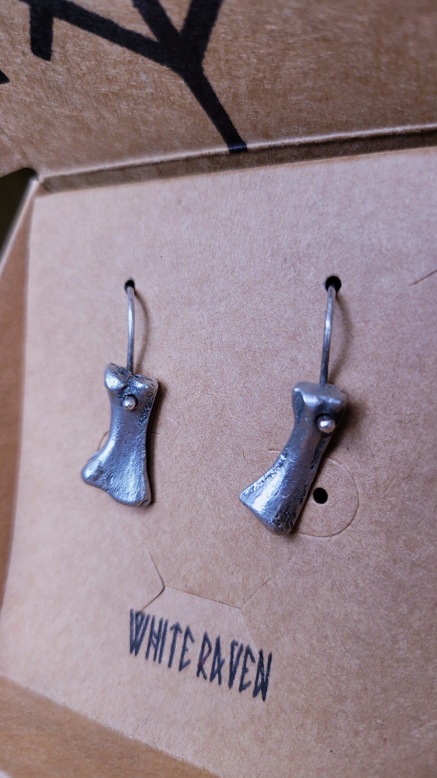 Pewter Sand Cast Turtle Bone Earrings 1