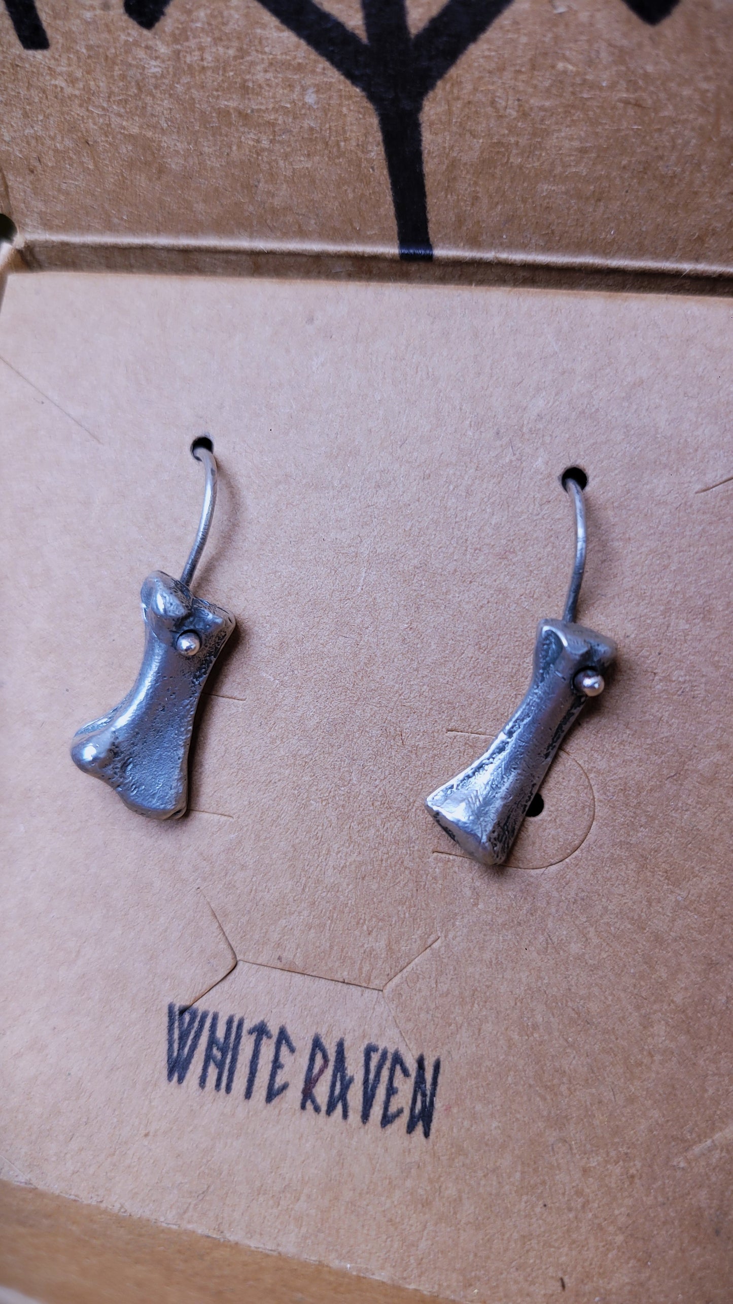 Pewter Sand Cast Turtle Bone Earrings 1
