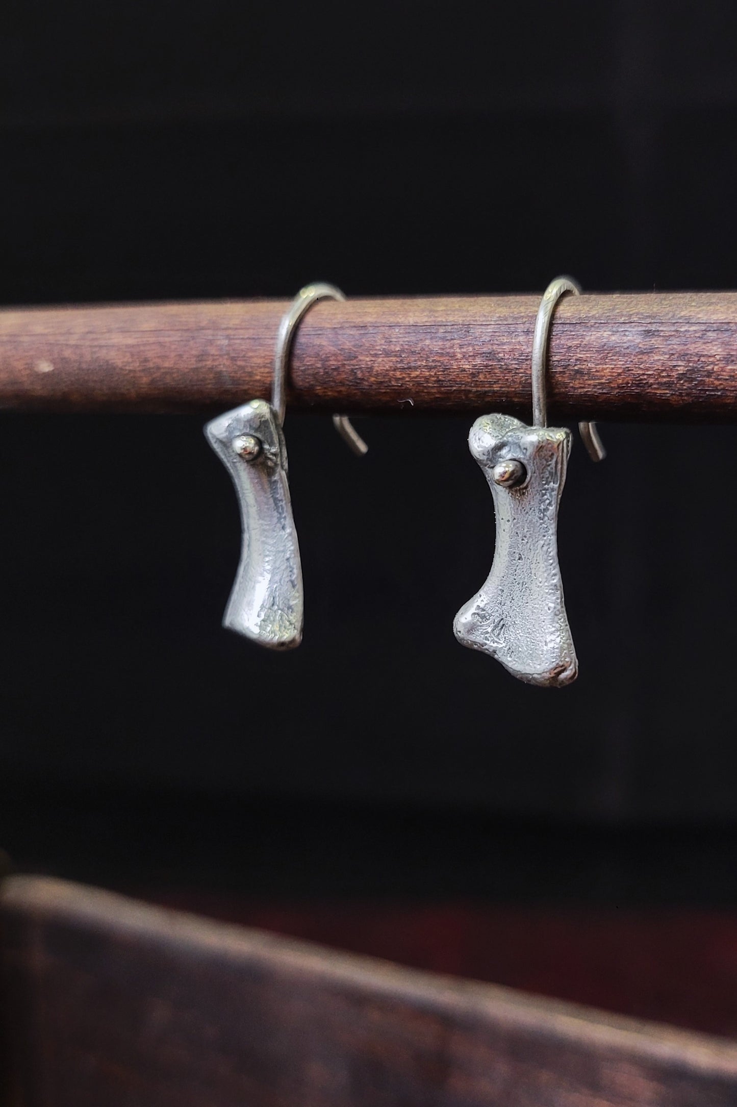 Pewter Sand Cast Turtle Bone Earrings 1