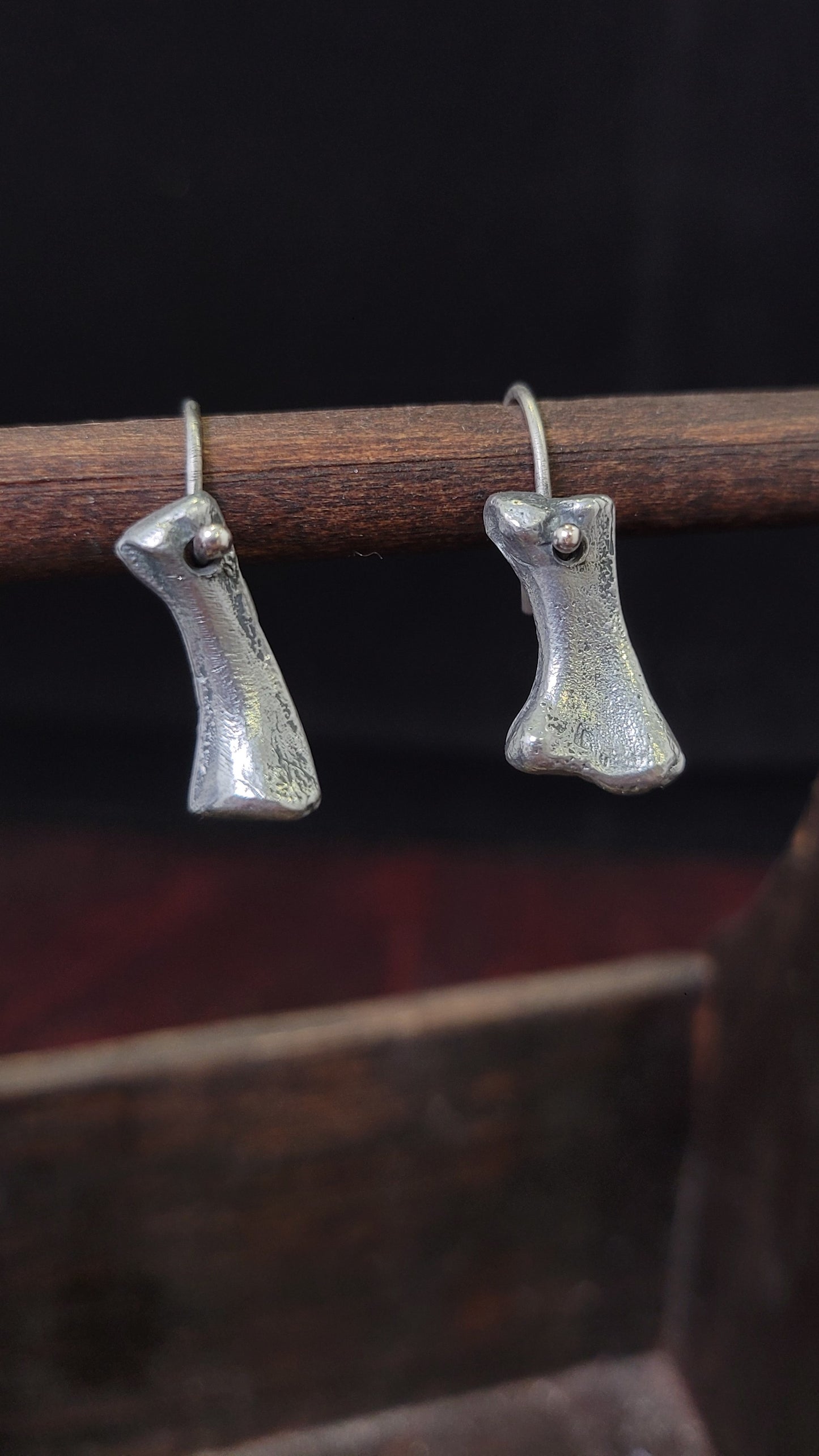 Pewter Sand Cast Turtle Bone Earrings 1