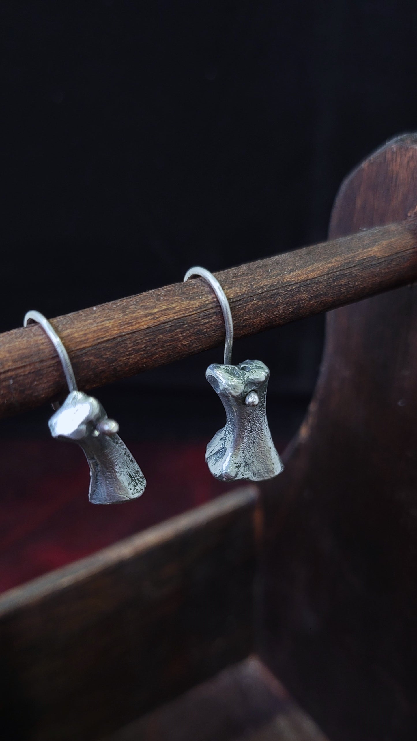 Pewter Sand Cast Turtle Bone Earrings 1