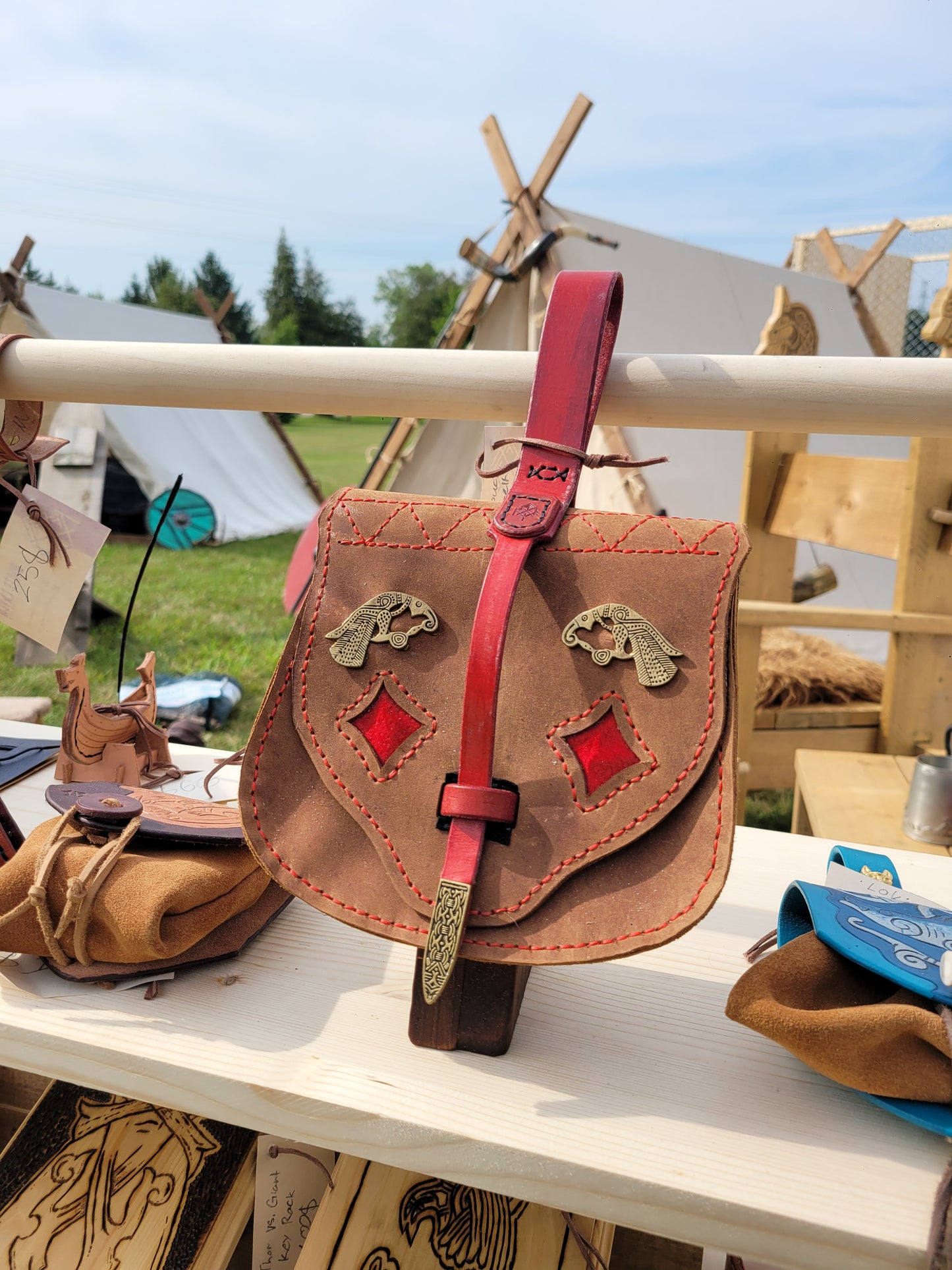 Leather pouch with matching belt