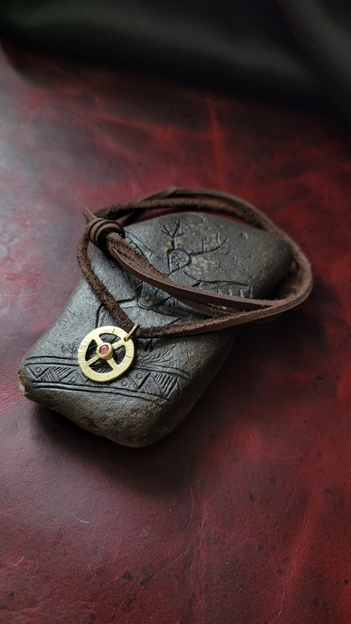 Brass Sun-cross pendant- CZ