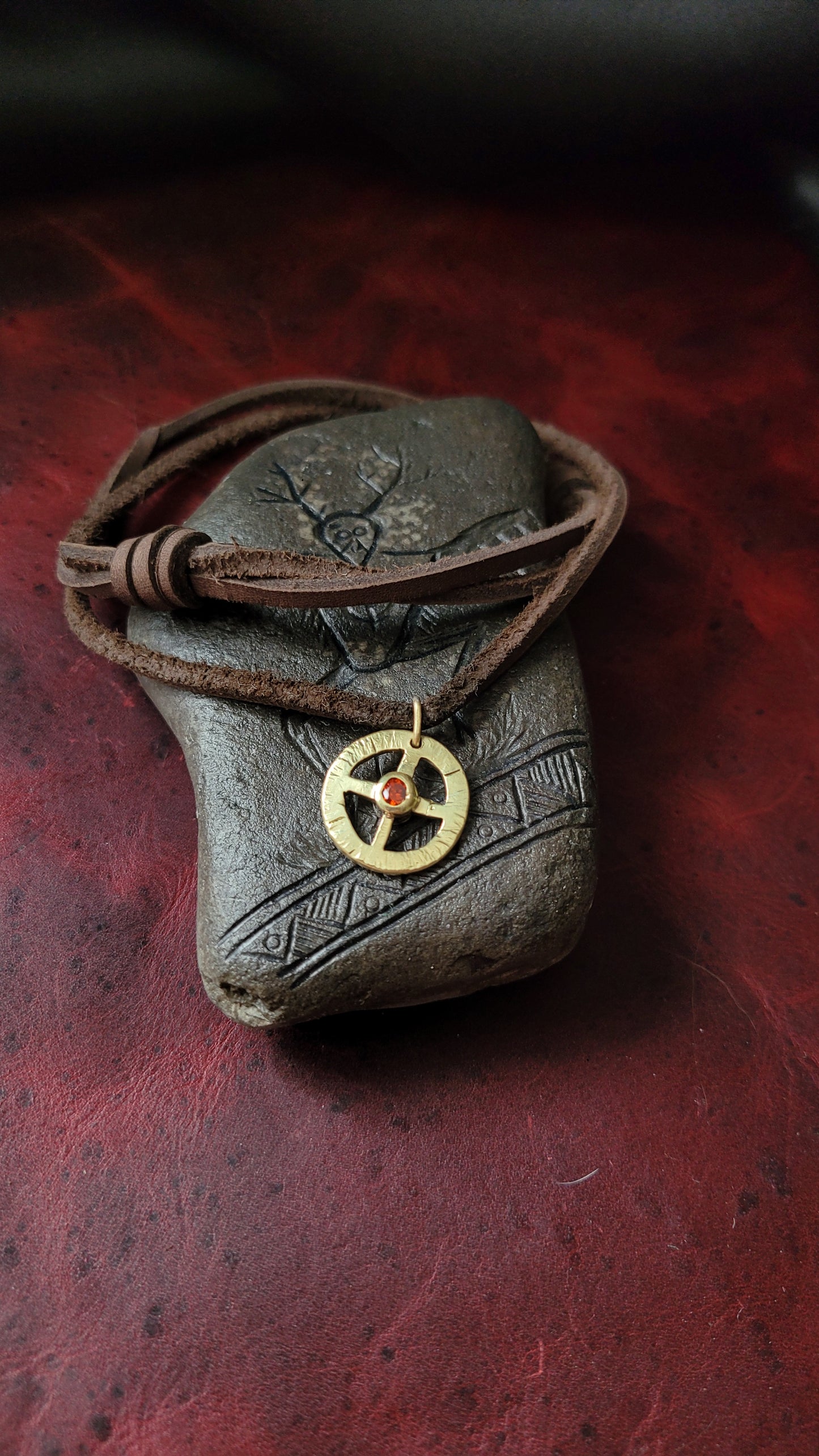 Brass Sun-cross pendant- CZ