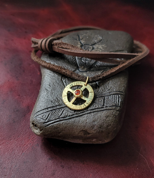 Brass Sun-cross pendant- CZ