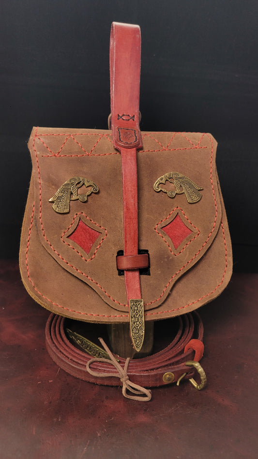 Leather pouch with matching belt