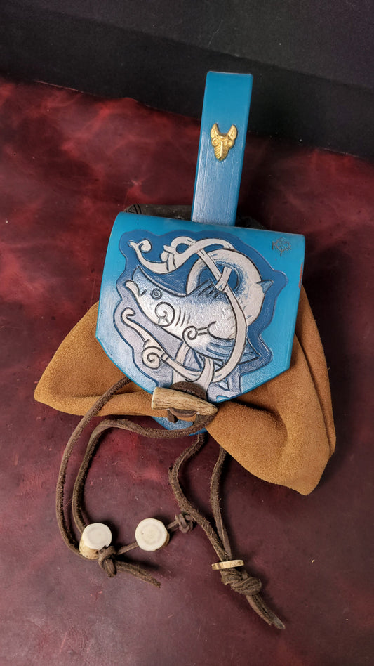 Leather pouch - Loki in Salmon form