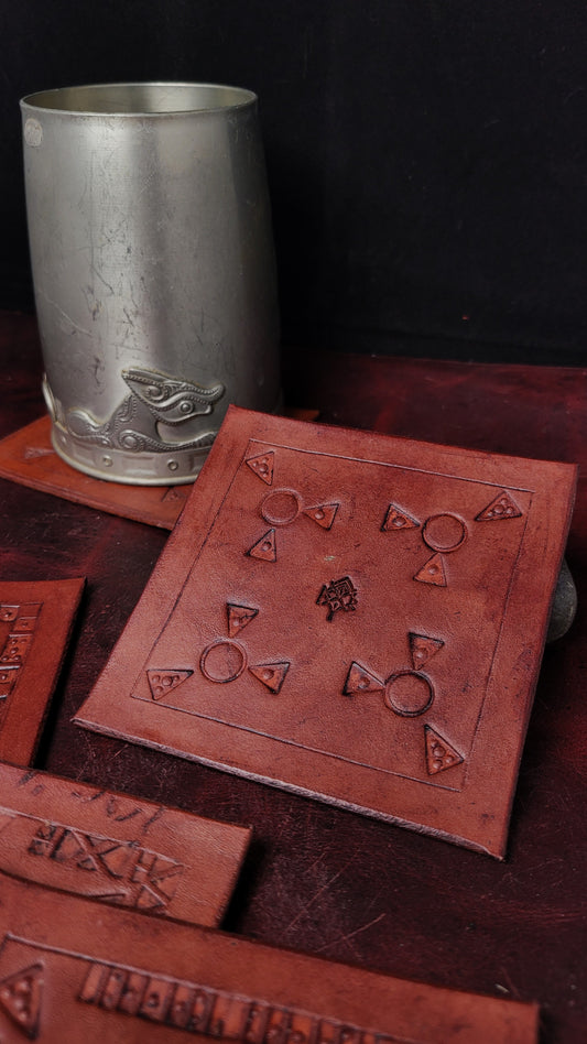 Veg-tan leather coaster 1