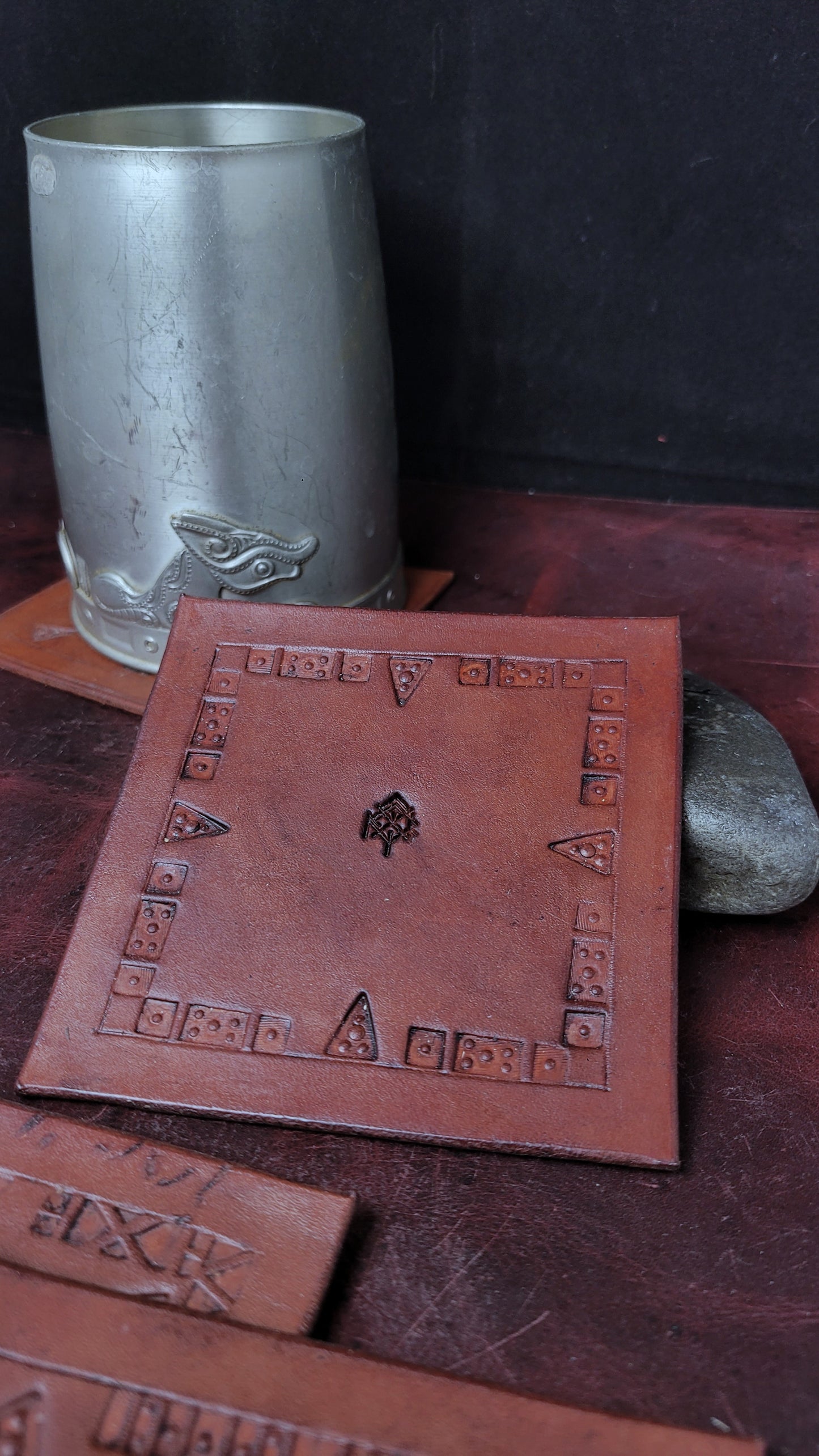 Veg-tan leather coaster 2