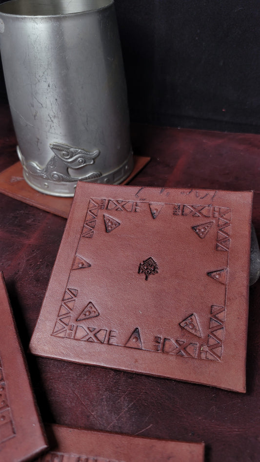 Veg-tan leather coaster 3