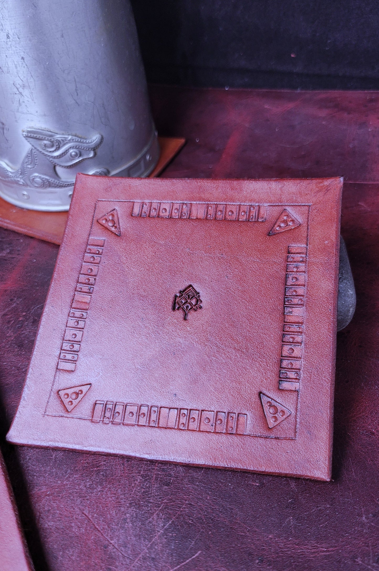 Veg-tan leather coaster 4