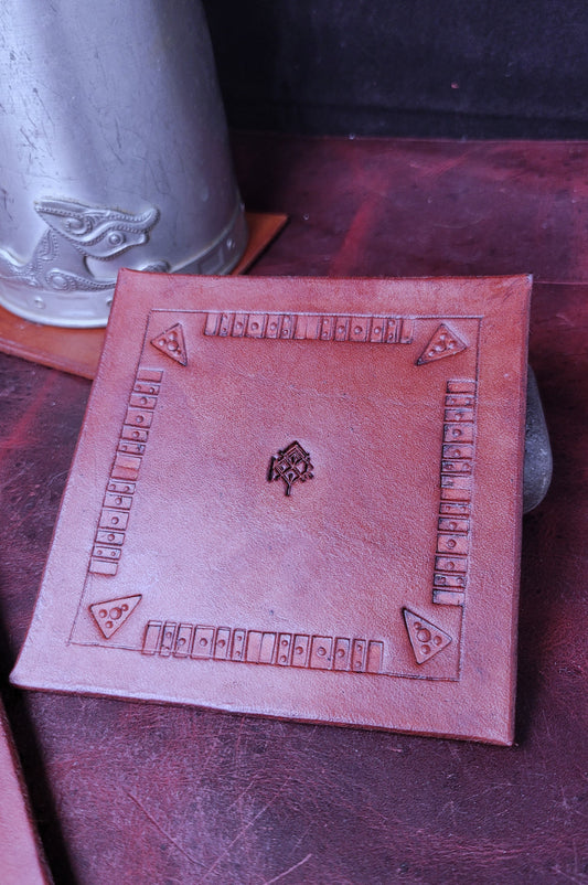 Veg-tan leather coaster 4