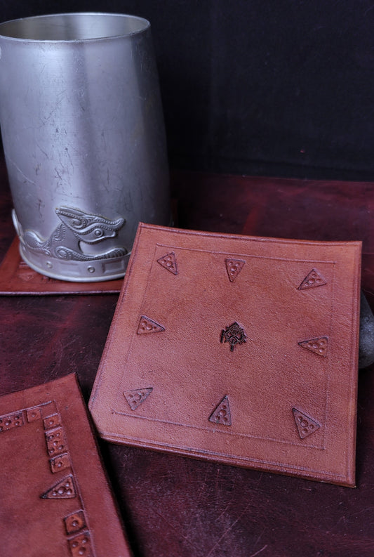 Veg-tan leather coaster 5