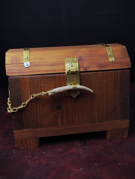 Pine and brass jewelry box