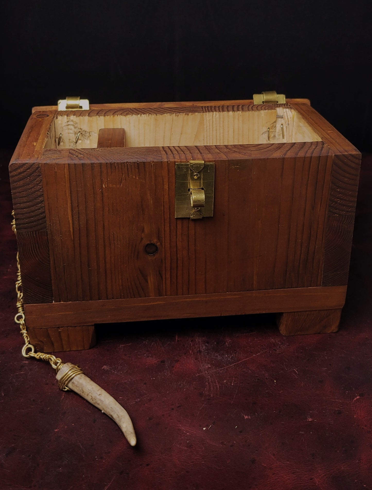 Pine and brass jewelry box