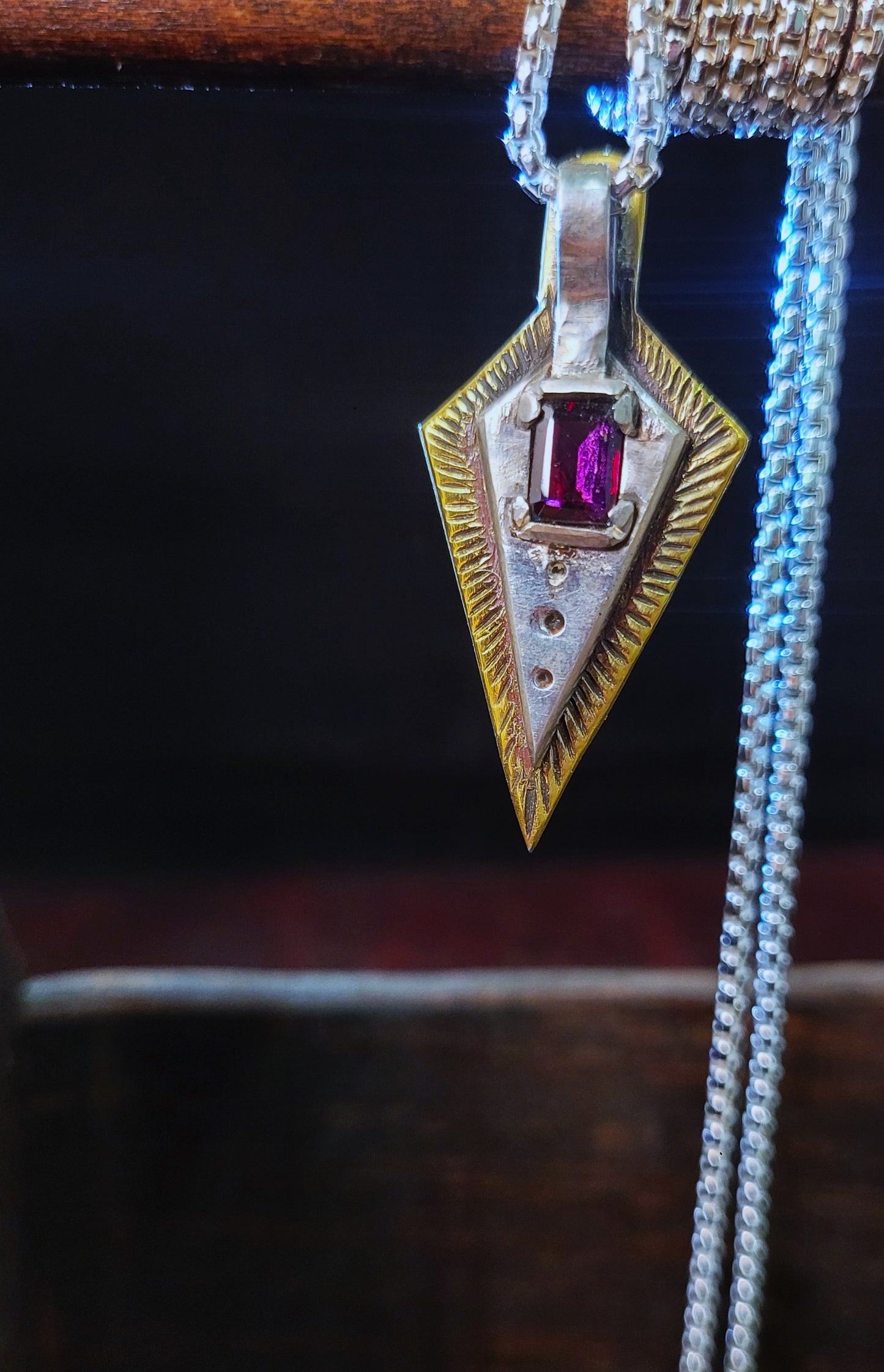 .925 Spear and Trillion Couples Pendant Set, Garnet