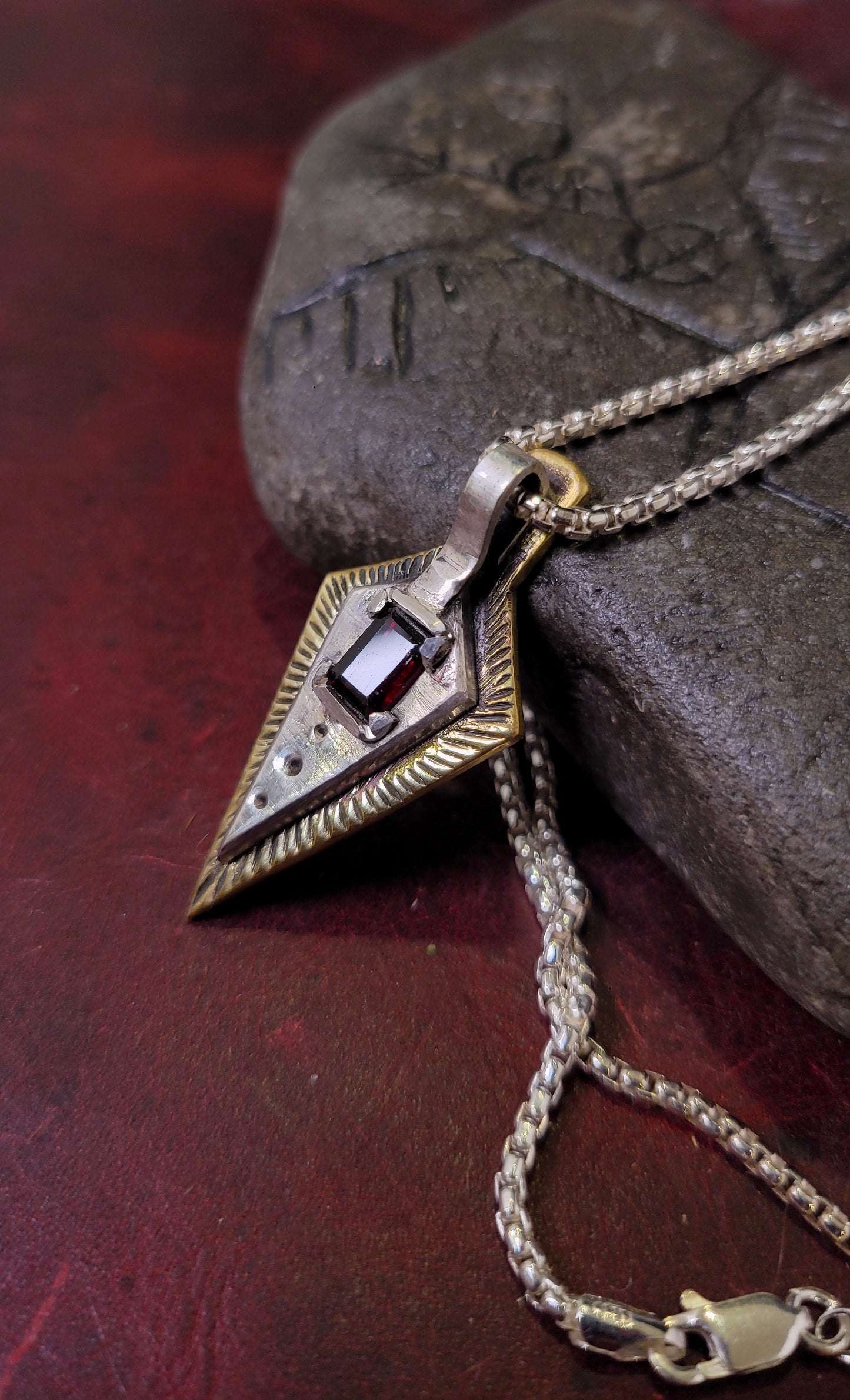 .925 Spear and Trillion Couples Pendant Set, Garnet