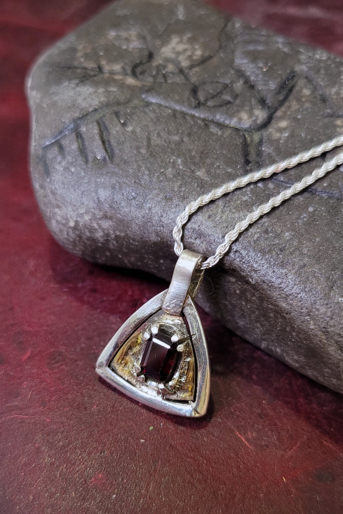 .925 Spear and Trillion Couples Pendant Set, Garnet