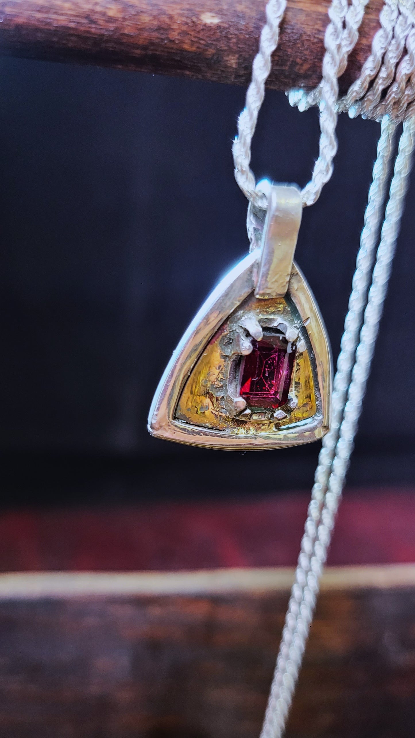 .925 Spear and Trillion Couples Pendant Set, Garnet