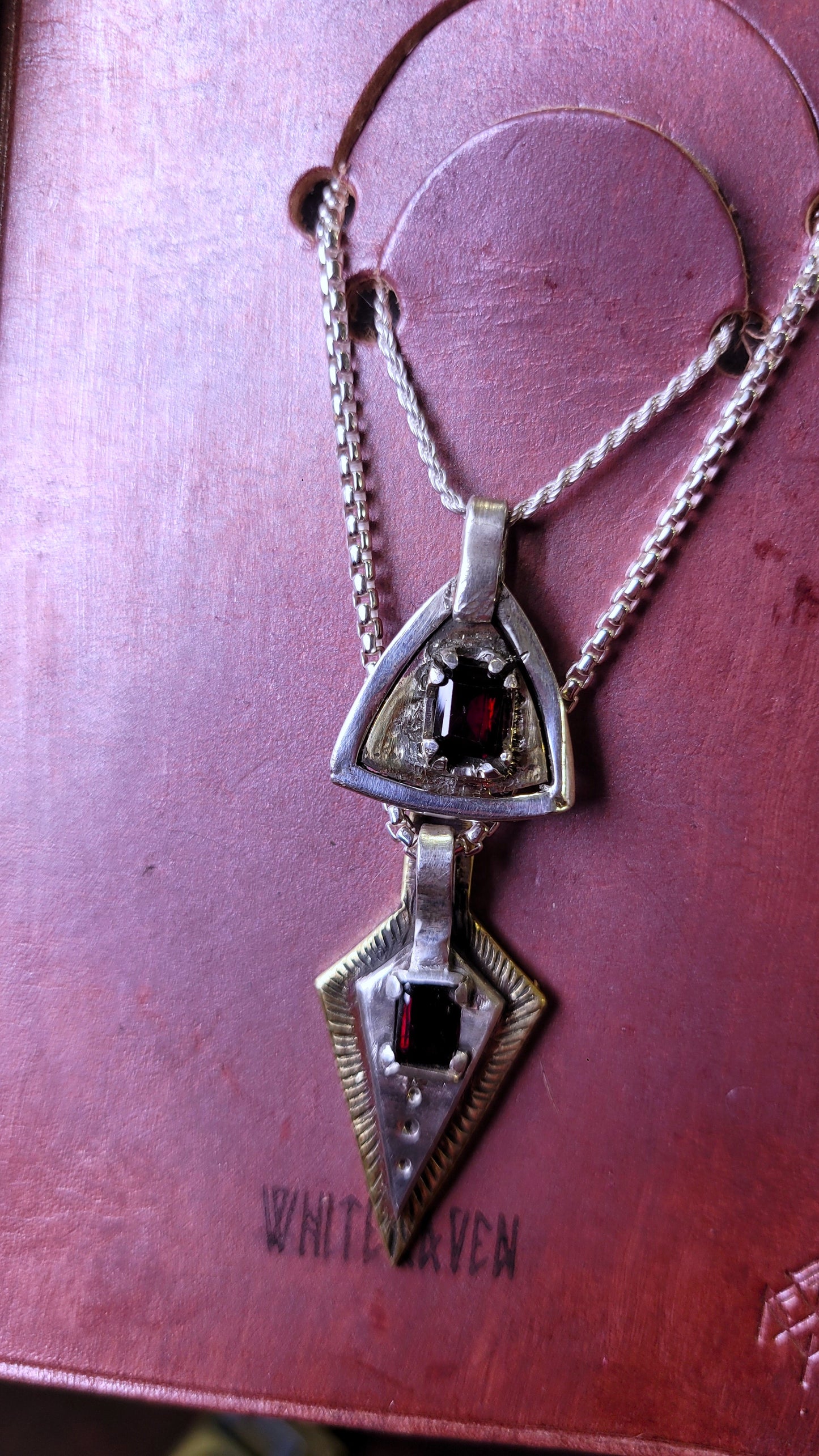 .925 Spear and Trillion Couples Pendant Set, Garnet