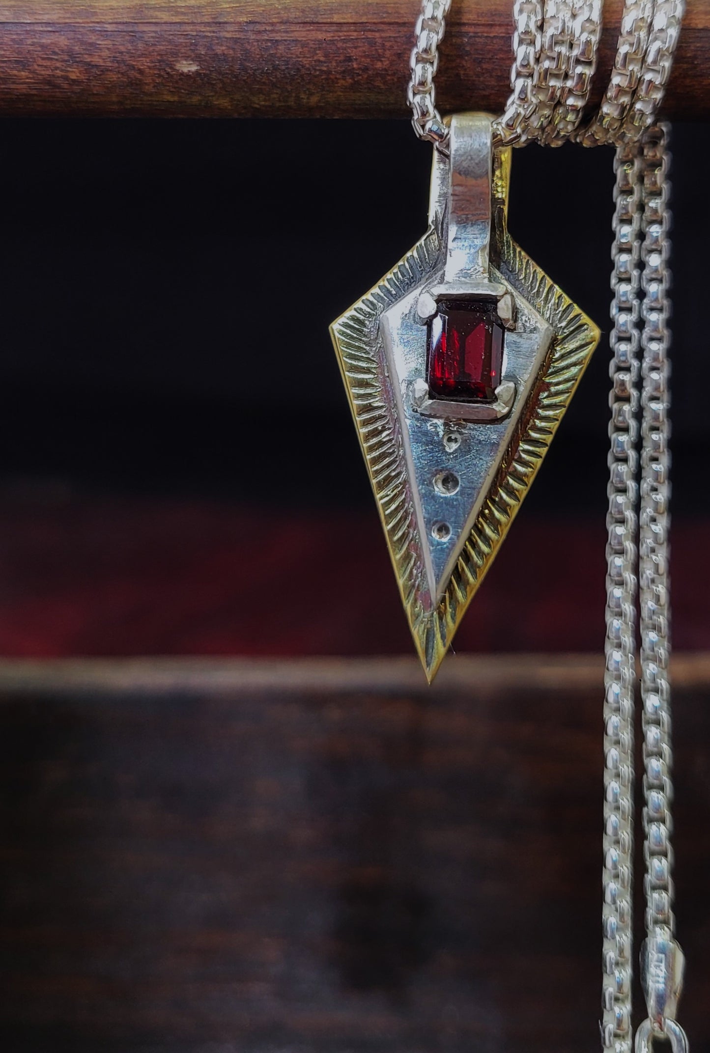 .925 Spear and Trillion Couples Pendant Set, Garnet
