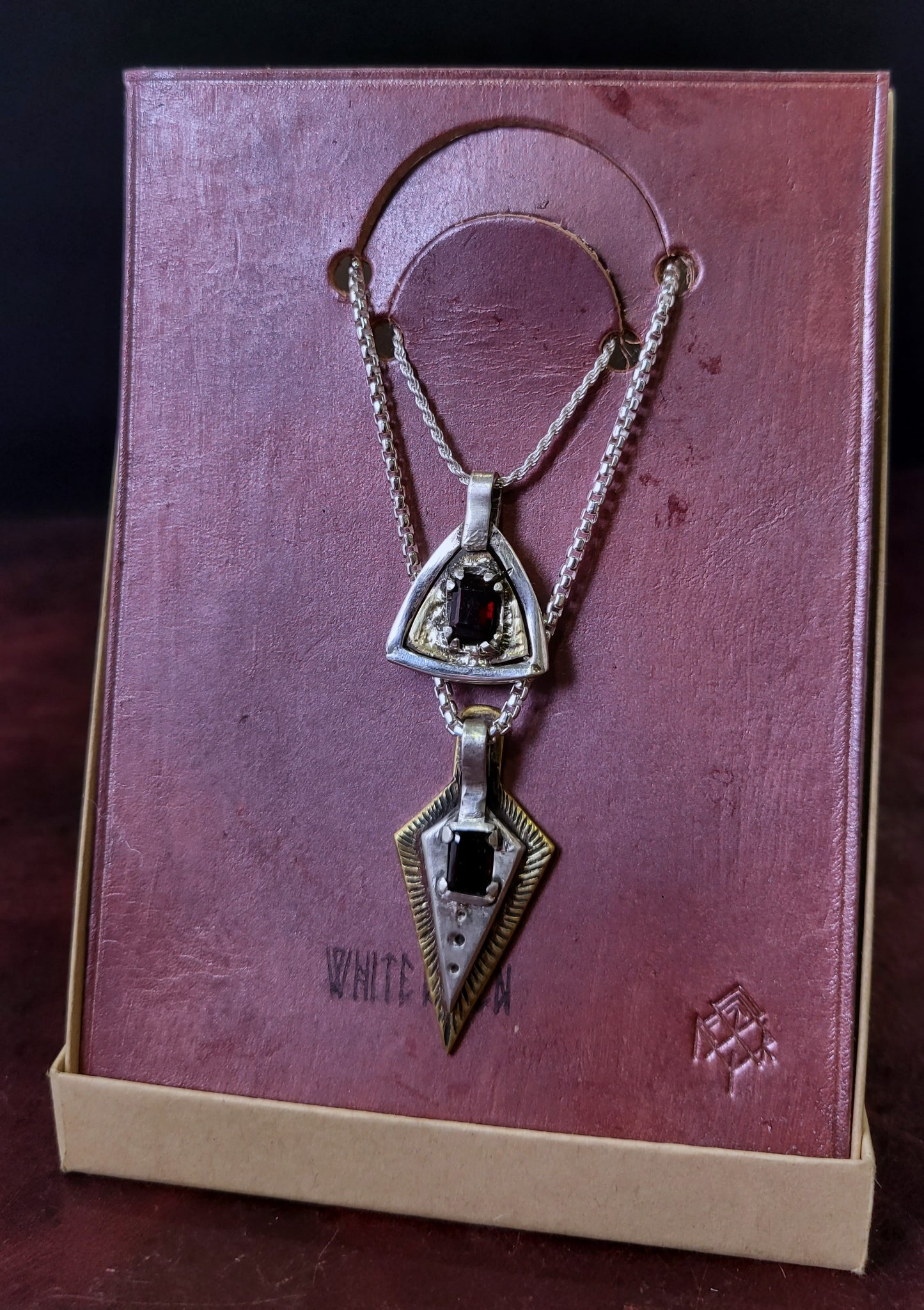 .925 Spear and Trillion Couples Pendant Set, Garnet
