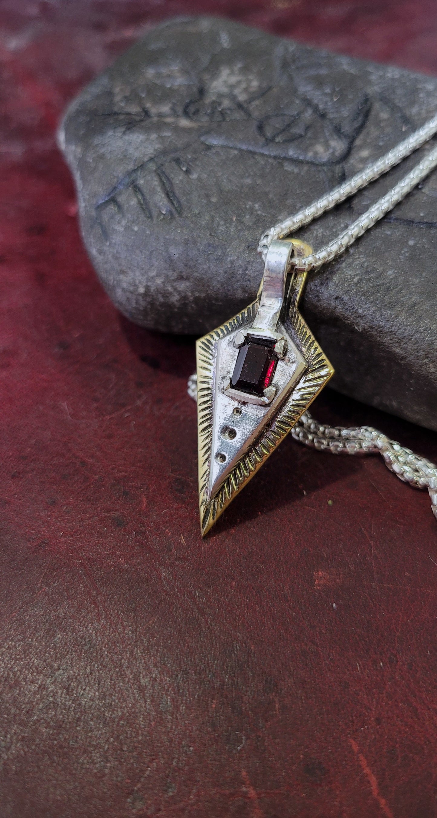 .925 Spear and Trillion Couples Pendant Set, Garnet