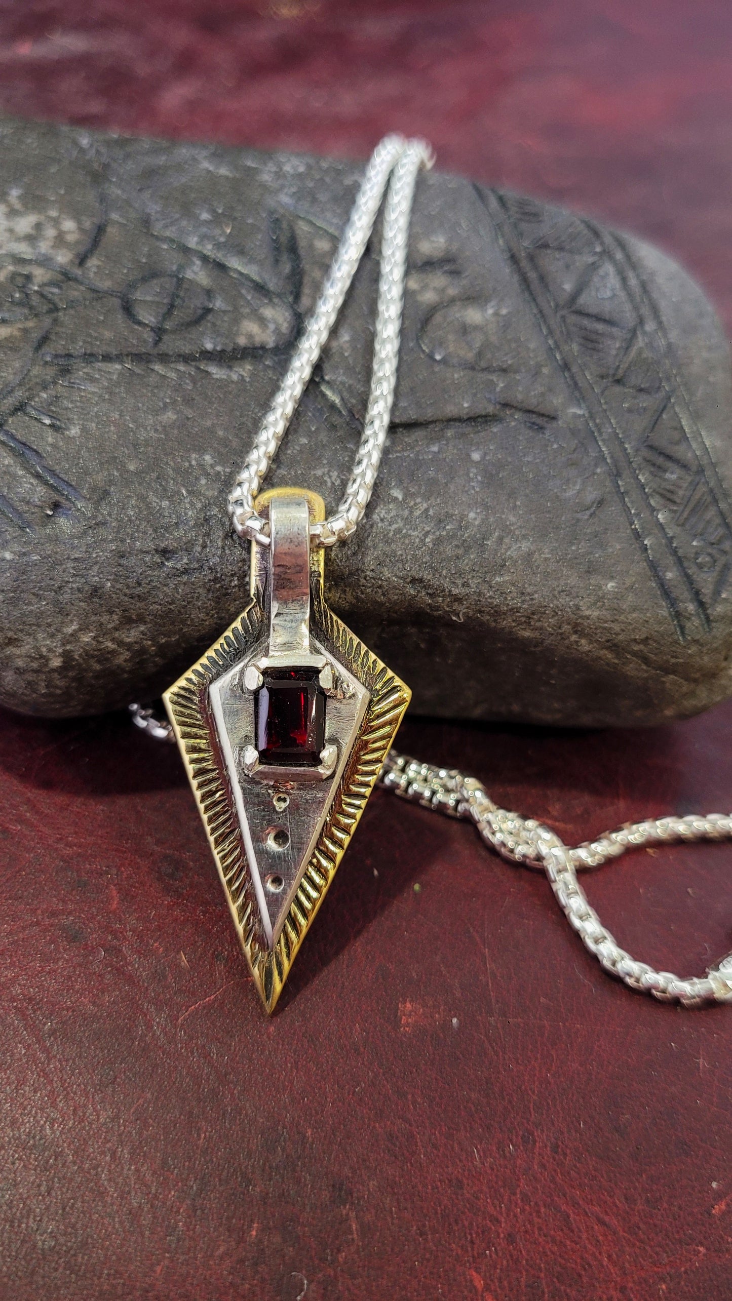.925 Spear and Trillion Couples Pendant Set, Garnet